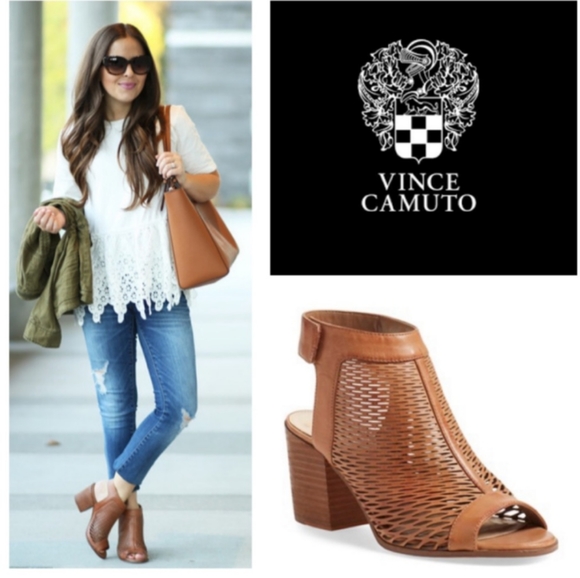 Vince Camuto Shoes - Vince Camuto Wedge Open Toe & Heel Boot In Tan Brown Size 7.5